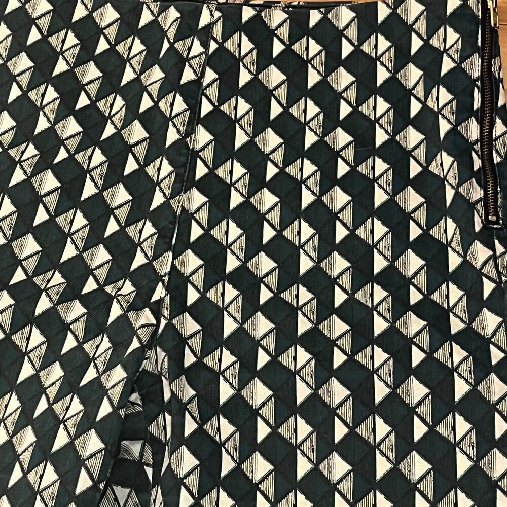 H&M Skinny Fit Geometric Print Pants Green Trousers Size 12 - Picture 5 of 11